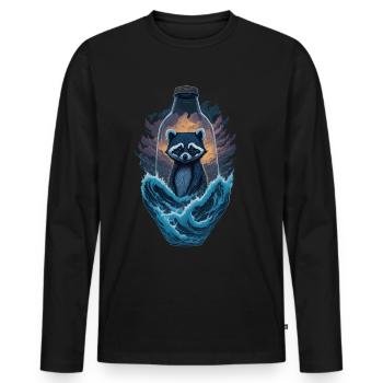 Flacon de raton laveur - T-shirt manches longues Premium bio Homme - noir - Devant - Nico (187cm)