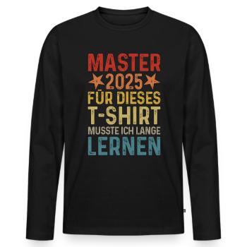 Master 2025 T-Shirt lange lernen retro Geschenk - Männer Premium Bio Langarmshirt - Schwarz - Vorne - Nico (187cm)