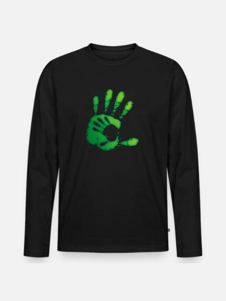 MAINS - VERT - T-shirt manches longues Premium bio Homme - noir