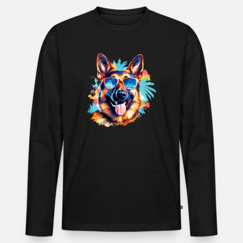 Deutscher Schäferhund - Männer Premium Bio Langarmshirt - Schwarz