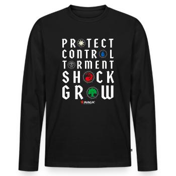 Magic: The Gathering Keywords With Magic Symbols - Men's Premium Organic Long Sleeve Shirt - black - Front - Nico (187cm)