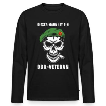 DDR Veteran Soldat NVA Geschenk - Männer Premium Bio Langarmshirt - Schwarz - Vorne - Nico (187cm)