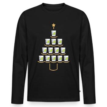 Sapin de Noël au gin - T-shirt manches longues Premium bio Homme - noir - Devant - Nico (187cm)