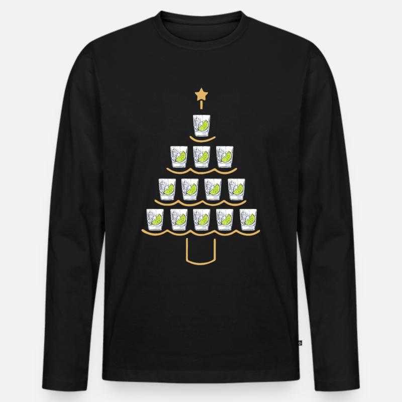 Gin Weihnachtsbaum - Männer Premium Bio Langarmshirt - Schwarz