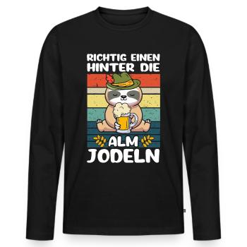Einen Hinter Die Alm Jodeln - Männer Premium Bio Langarmshirt - Schwarz - Vorne - Nico (187cm)