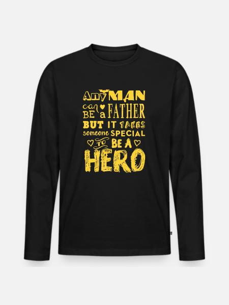 Father Hero Funny Father's Day - Men's Premium Organic Long Sleeve Shirt - black
