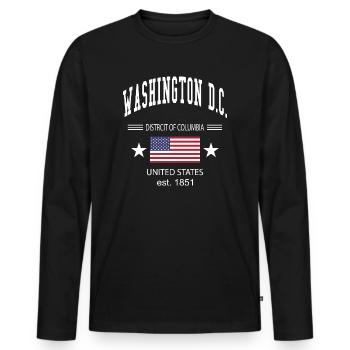 Washington DC - Men's Premium Organic Long Sleeve Shirt - black - Front - Nico (187cm)