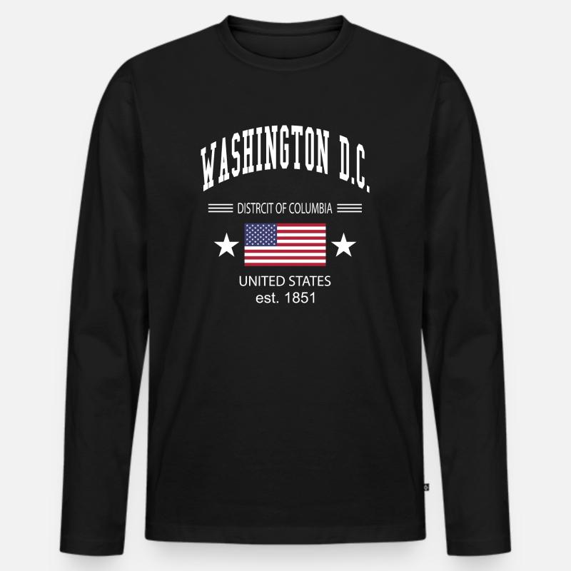 Washington DC - Männer Premium Bio Langarmshirt - Schwarz