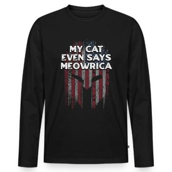 Mon chat dit même Meowrica American Independence - T-shirt manches longues Premium bio Homme - noir - Devant - Nico (187cm)