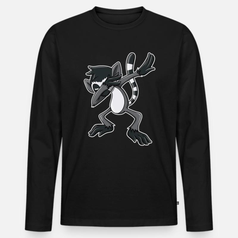 Lemur Dabbing - Männer Premium Bio Langarmshirt - Schwarz