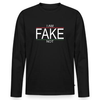 I am not a fake - I am me - Men's Premium Organic Long Sleeve Shirt - black - Front - Nico (187cm)