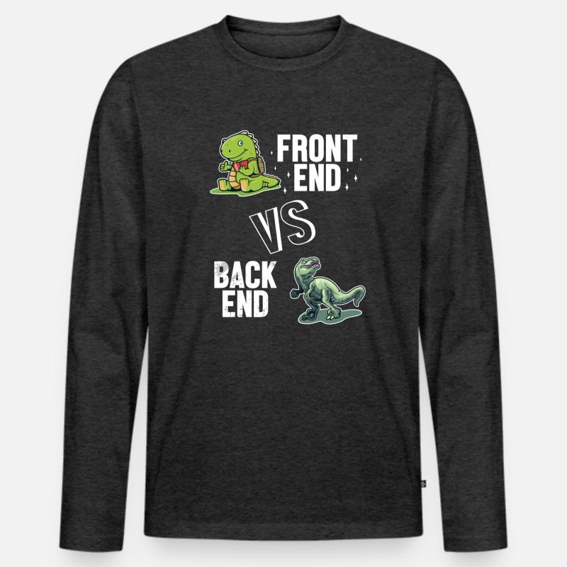 Frontend vs. Backend Developer Full Stack Men's Premium Organic Long Sleeve Shirt