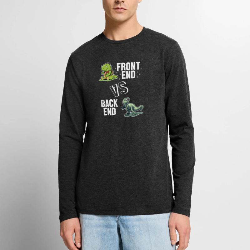 Frontend vs. Backend Developer Full Stack Men's Premium Organic Long Sleeve Shirt