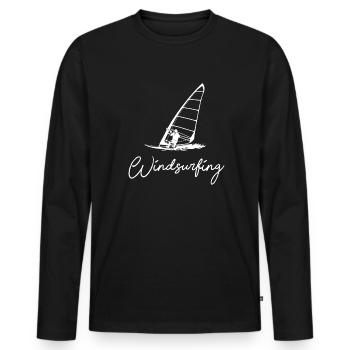Windsurfing Silhouette Surfer Wassersport - Männer Premium Bio Langarmshirt - Schwarz - Vorne - Nico (187cm)