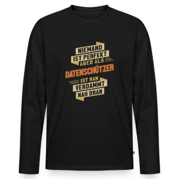 Datenschützer fast Perfekt Datenschützer - Männer Premium Bio Langarmshirt - Schwarz - Vorne - Nico (187cm)