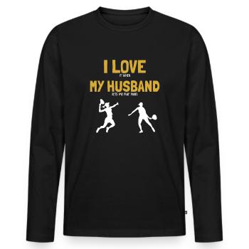 I love my Husband Padel Padel Tennis Platform - Men's Premium Organic Long Sleeve Shirt - black - Front - Nico (187cm)