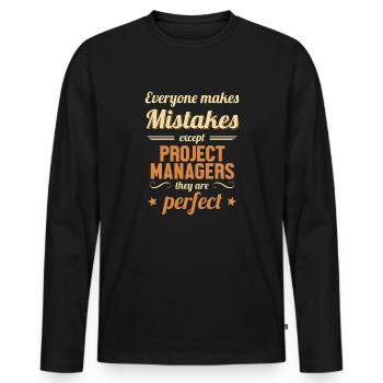 Les Chefs De Projet Sont De Parfaits Ingénieurs - T-shirt manches longues Premium bio Homme - noir - Devant - Nico (187cm)