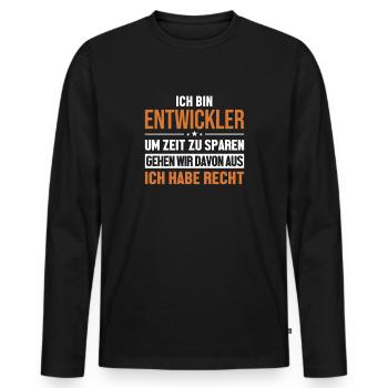 Entwickler hat immer Recht Systems Engineer Data - Männer Premium Bio Langarmshirt - Schwarz - Vorne - Nico (187cm)