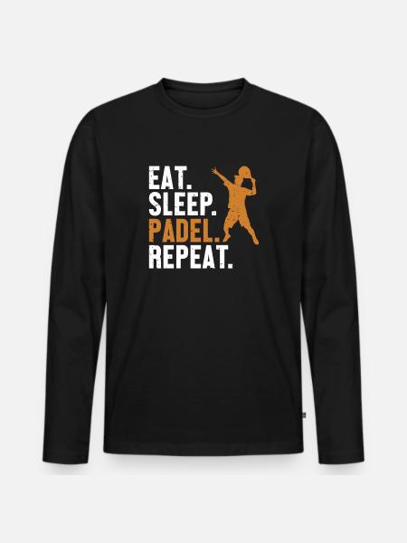 Ät Sleep Padel Repeat Paddleball Paddle Tennis - Ekologisk långärmad premium-T-shirt herr - svart