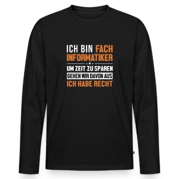 Fachinformatiker hat immer Recht Fachinformatiker - Männer Premium Bio Langarmshirt - Schwarz - Vorne - Nico (187cm)