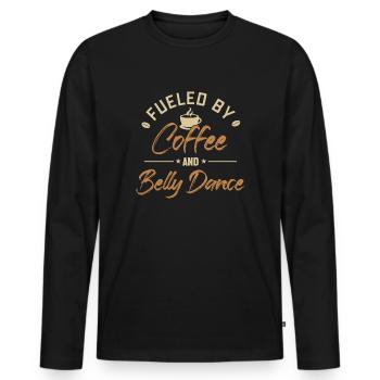 Alimenté Par Le Café Et La Danse Du Ventre - T-shirt manches longues Premium bio Homme - noir - Devant - Nico (187cm)