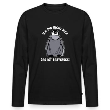 Ich bin nicht Dick Babyspeck Seevogel - Männer Premium Bio Langarmshirt - Schwarz - Vorne - Nico (187cm)