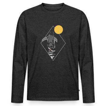Penguin Sun Pingouin empereur Oiseau de mer - T-shirt manches longues Premium bio Homme - anthracite chiné - Devant - Nico (187cm)
