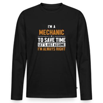 Mechanic Let's Assume I'm Right Mécatronicien - T-shirt manches longues Premium bio Homme - noir - Devant - Nico (187cm)