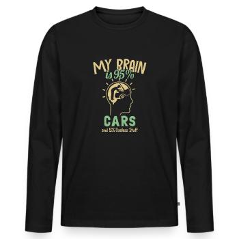 My Brain is 95% Cars Vendeur de voitures Maître - T-shirt manches longues Premium bio Homme - noir - Devant - Nico (187cm)