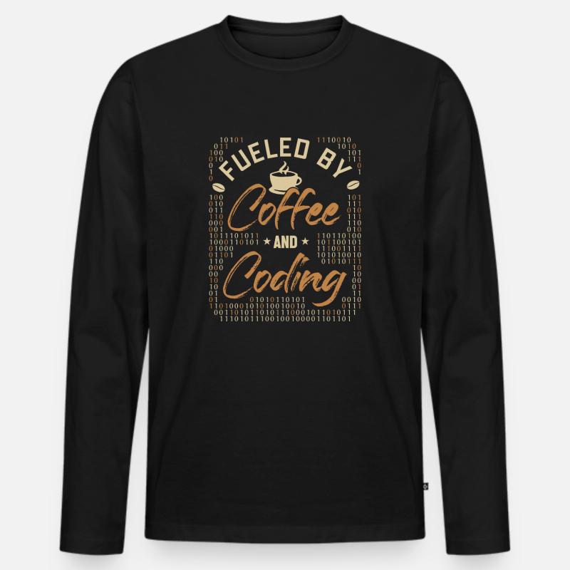 Fueled by Coffee and Coding Developer Coder Männer Premium Bio Langarmshirt