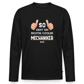 So sieht ein cooler Mechaniker aus Meister Kfz - Männer Premium Bio Langarmshirt - Schwarz - Vorne - Nico (187cm)