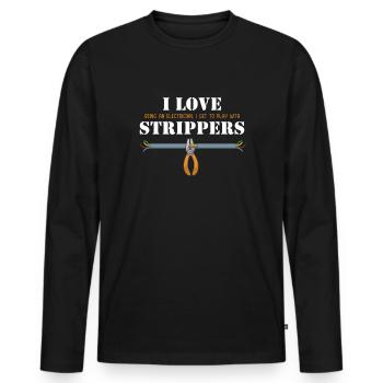 I love Strippers Lineworker Wiremen Worker - Men's Premium Organic Long Sleeve Shirt - black - Front - Nico (187cm)