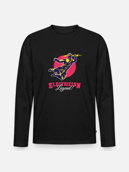 Electrician Legend Wiremen Powerline Technician - Men's Premium Organic Long Sleeve Shirt - black