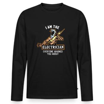 I am the Electrician Lineworker Wiremen - Men's Premium Organic Long Sleeve Shirt - black - Front - Nico (187cm)