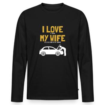 I love my Wife Mechanic Vendeur de voitures - T-shirt manches longues Premium bio Homme - noir - Devant - Nico (187cm)