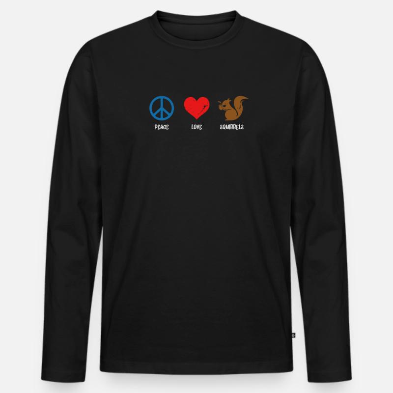 Peace Love Squirrels Squirrel Fuchshörnchen - Männer Premium Bio Langarmshirt - Schwarz