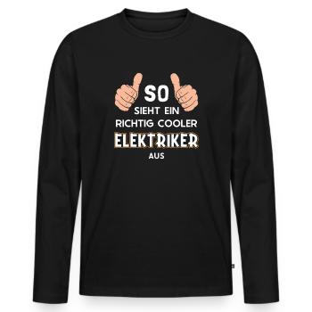 So sieht ein cooler Elektriker aus Lineworker - Men's Premium Organic Long Sleeve Shirt - black - Front - Nico (187cm)