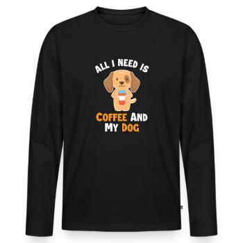 Coffee and my Dog Wiener Dog Dogfather Dog Mom - Men's Premium Organic Long Sleeve Shirt - black - Front - Nico (187cm)