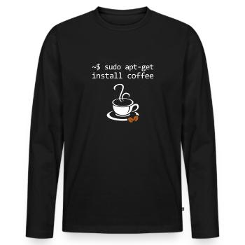 Sudo Install Coffee Informatiker Admin - Männer Premium Bio Langarmshirt - Schwarz - Vorne - Nico (187cm)
