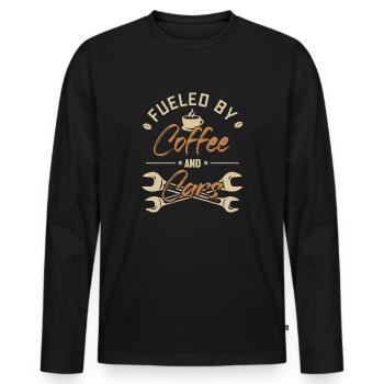 Fueled by Coffee and Cars Mécanicien automobile - T-shirt manches longues Premium bio Homme - noir - Devant - Nico (187cm)