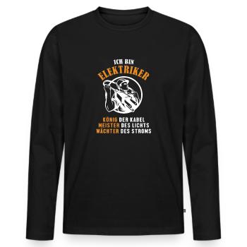 Ich bin Elektriker Elektrotechniker Elektroniker - Männer Premium Bio Langarmshirt - Schwarz - Vorne - Nico (187cm)