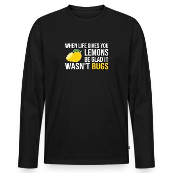 Life Gives You Lemons Not Bugs Full Stack - Men's Premium Organic Long Sleeve Shirt - black - Front - Nico (187cm)