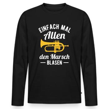 Flügelhorn Marsch Orchester Horn Musiker Blasmusik - Männer Premium Bio Langarmshirt - Schwarz - Vorne - Nico (187cm)