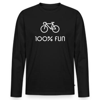Rennrad – 100% Fun (Fahrrad / Black) - Männer Premium Bio Langarmshirt - Schwarz - Vorne - Nico (187cm)