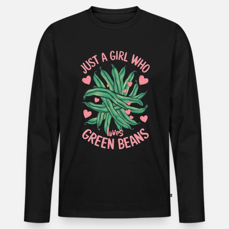 Grüne Bohnen - Männer Premium Bio Langarmshirt - Schwarz