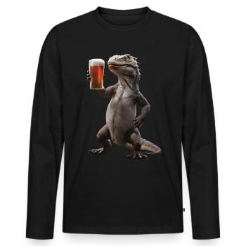 Komodo Bier - Männer Premium Bio Langarmshirt - Schwarz - Vorne - Nico (187cm)