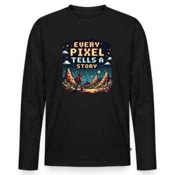 Chaque pixel raconte une histoire - Retro Gaming - T-shirt manches longues Premium bio Homme - noir - Devant - Nico (187cm)