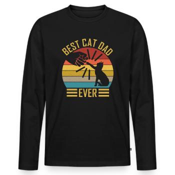 Papa chat Meilleur papa chat jamais cadeau de motif de chat - T-shirt manches longues Premium bio Homme - noir - Devant - Nico (187cm)