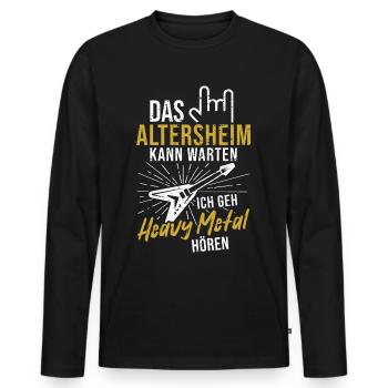 Heavy Metal Rock Musik Opa Altersheim Rentner - Männer Premium Bio Langarmshirt - Schwarz - Vorne - Nico (187cm)