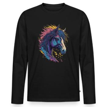Pop Art Horse - Männer Premium Bio Langarmshirt - Schwarz - Vorne - Nico (187cm)